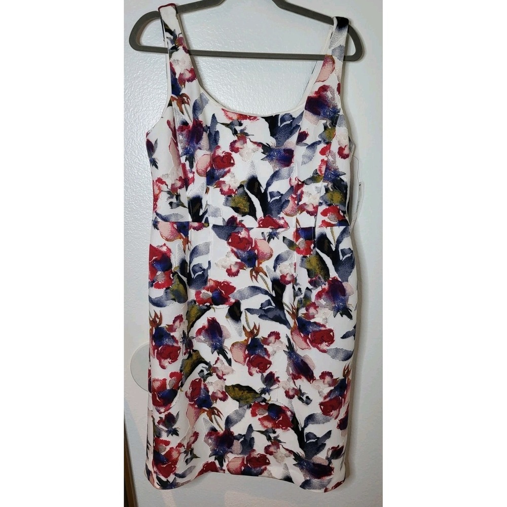 NEW Maggy London Shift Dress Size 14 Velvet Floral Burnout Garden Party Stretch